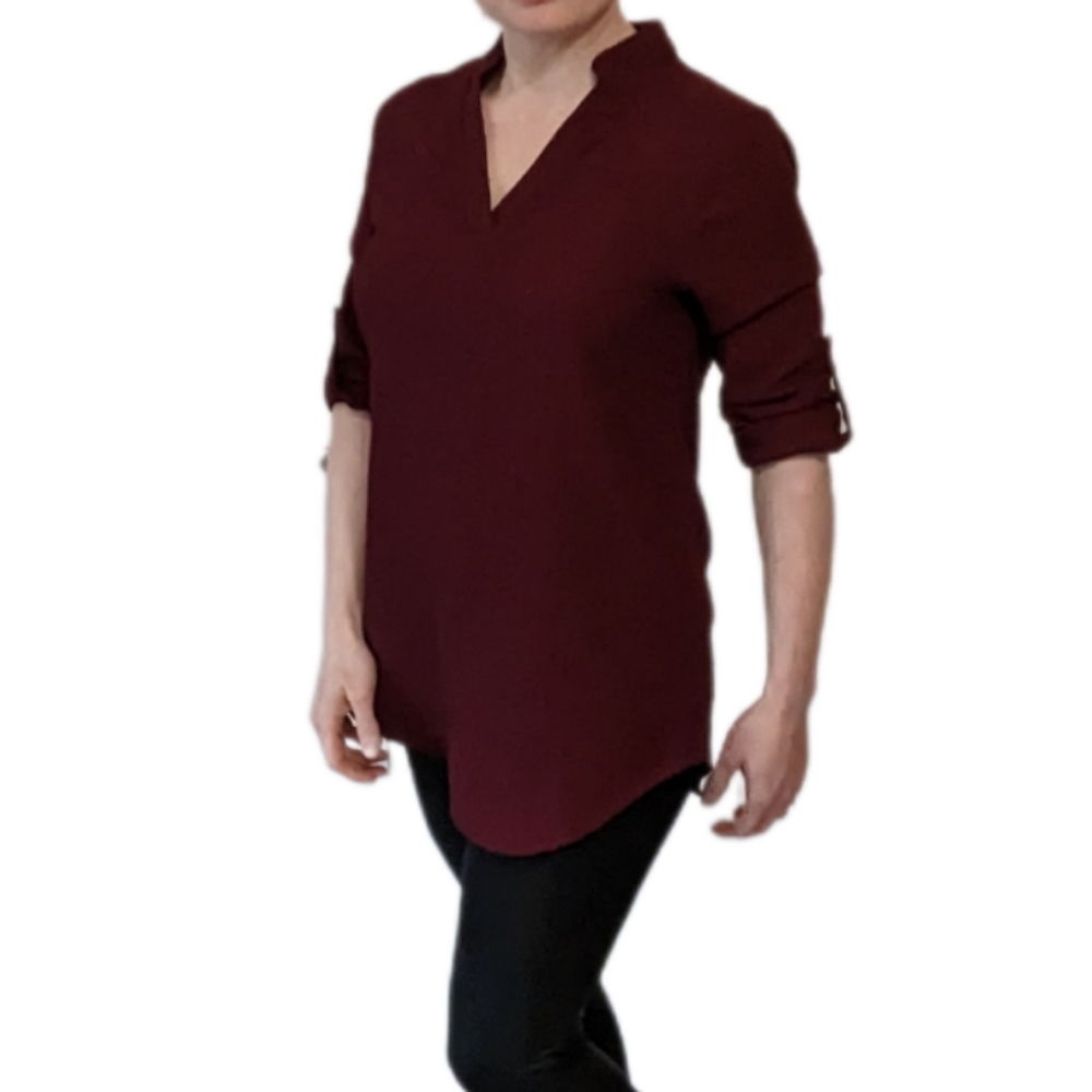 Vintage Burgundy Long Tunic Blouse Size Medium